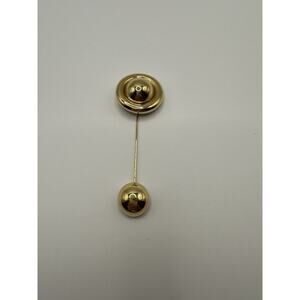 Vintage Retro Round Button Gold Tone Hat Stick Pin 2.75”L
